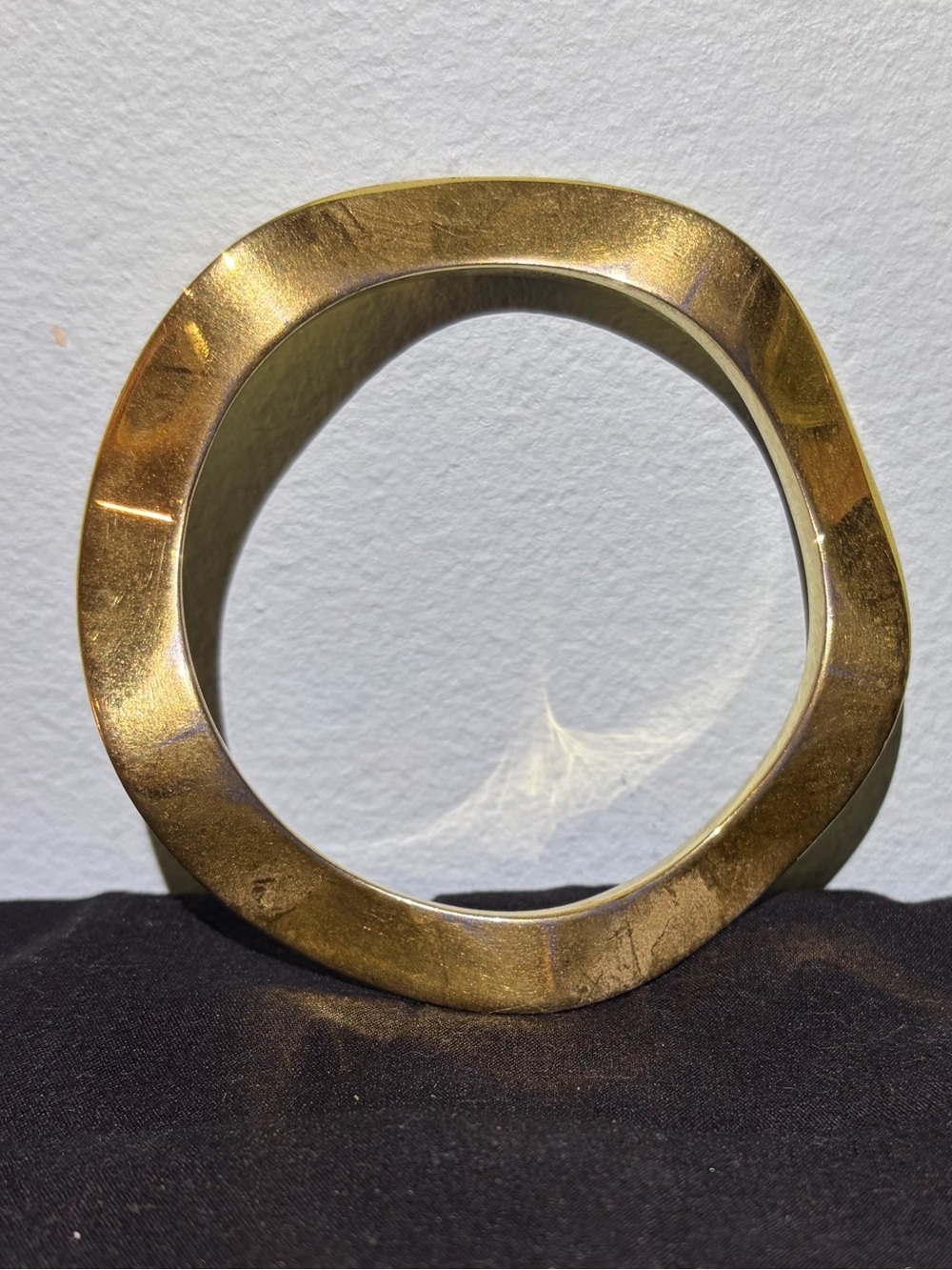 Goldtone Ocean Wave Freeform Metal Bangle Bracelet
